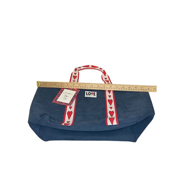 Brighton Love Valentine Tote Bag Navy Blue with Red Hearts - Canvas Shoulder Bag - Picture 4 of 6